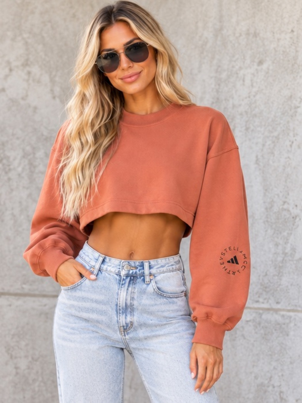 ADIDAS x STELLA MCCARTNEY TrueCasuals Open Back Cropped Mockneck Sweatshirt XS